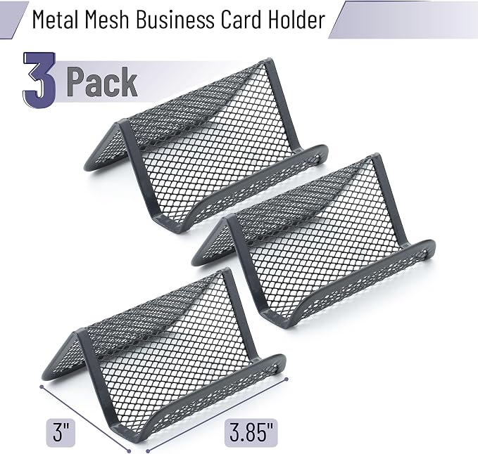 Mr. Pen- Metal Mesh Business Card Holders, 3 Pack, and Business Use, Flat and - Image 2