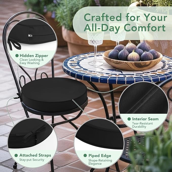 Summsun Outdoor Bistro Chair Cushions Set of 4 - Image 4