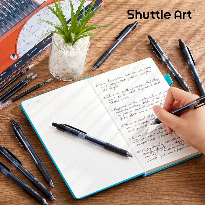 Shuttle Art Black Gel Pens, 48 Pack Retractable Medium Point Rollerball Gel Ink - Image 5