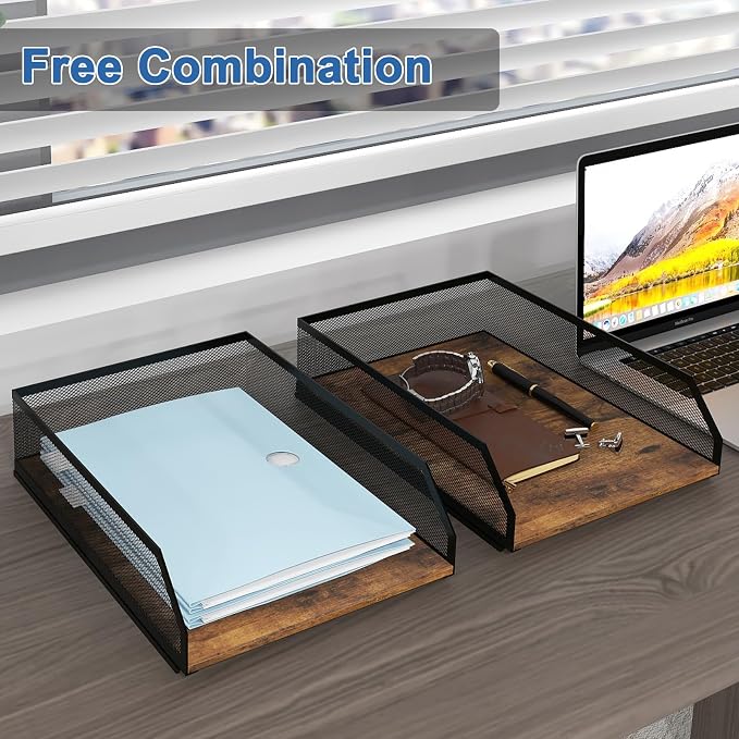Natwind 2-Tier Stackable Metal Mesh Paper Organizer - Image 5