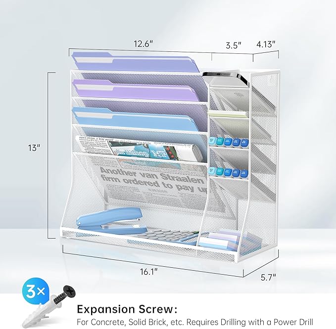 Wall File Organizer, 5-Tier Desk Organizer - Image 5