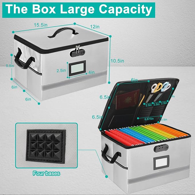 EXLIFBAG File Organizer, Fireproof File Box - Image 3