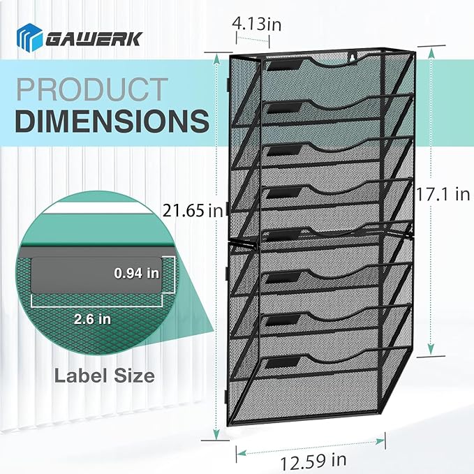Gawerk 8-Tier Wall File Organizer Hanging Wall File Holder Wall Mount Paper - Image 2