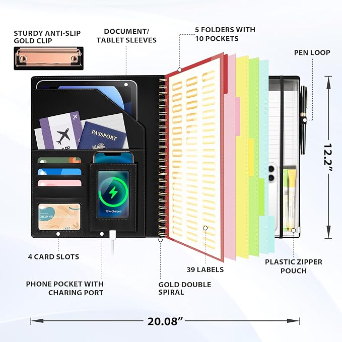 Ospelelf Clipboard with Storage Spiral Clipboard Folio - Image 2