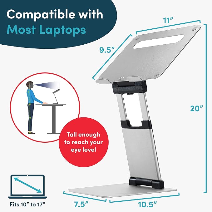 Lifelong Laptop Stand for Desk, Ergonomic Sit to Stand Premium Aluminum Laptop - Image 5