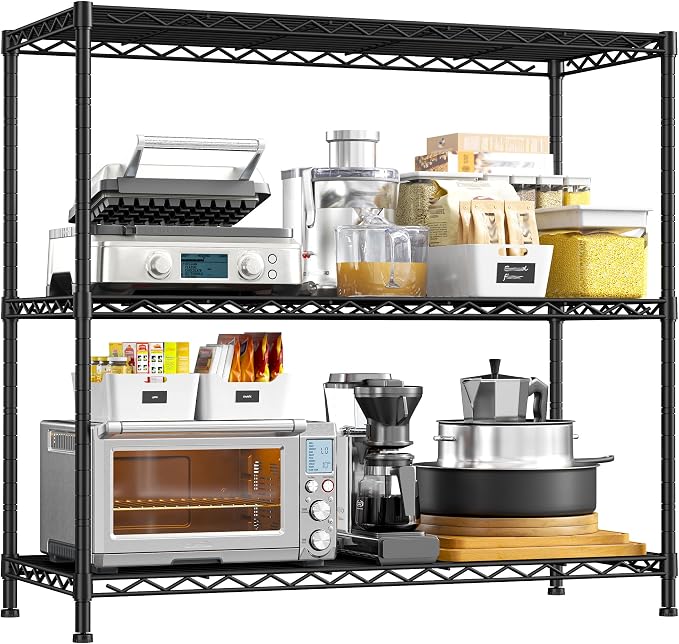 DurayLoly 35.6" W Storage Shelves, 3 Tier Adjustable Metal Shelving Unit Heavy by Durayloly