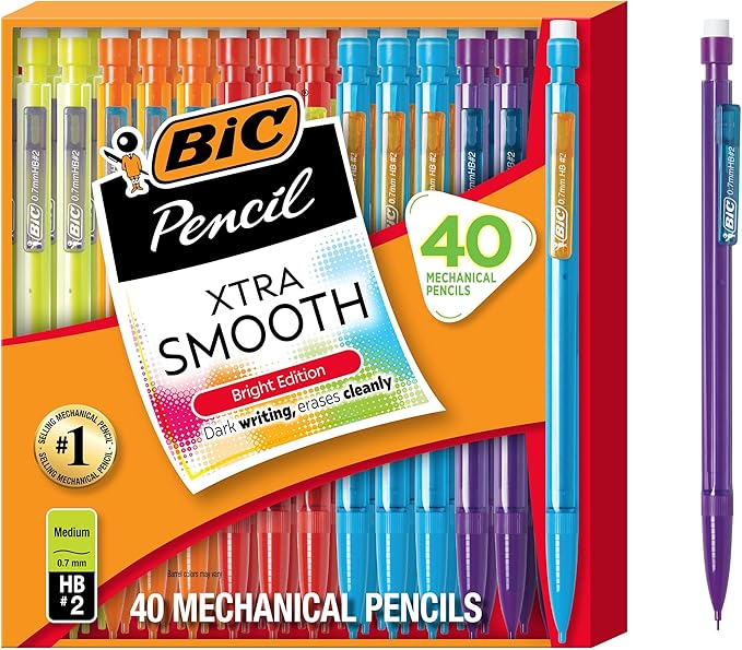 BIC Xtra Smooth Bright Edition Mechanical Pencils, 0.7 mm Medium Point by BIC