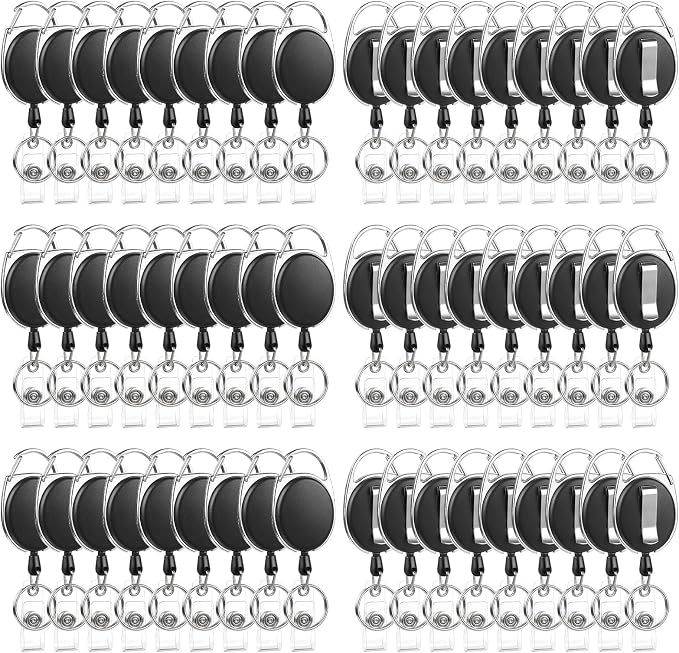 80 Pack Badge Reels Retractable ID Badge Holder by BESARME