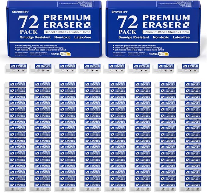 Erasers, Shuttle Art 144 Pack Premium Eraser Bulk by ShuttleArt