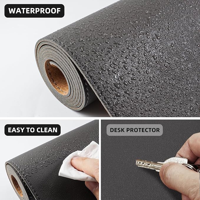 AFIING Leather Desk Pad Protector, Mouse Pad, Waterproof Desk Writing Pad - Image 4