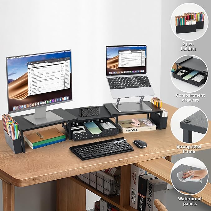 OPNICE Desk Organizers and Accessories, Dual Monitor Stand Riser - Image 4