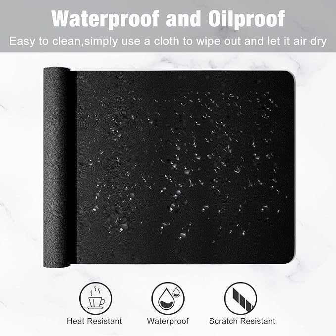 Hsurbtra Desk Pad, 23.6" x 13.8" PU Leather Desk Mat, M Extended Mouse Pad - Image 6