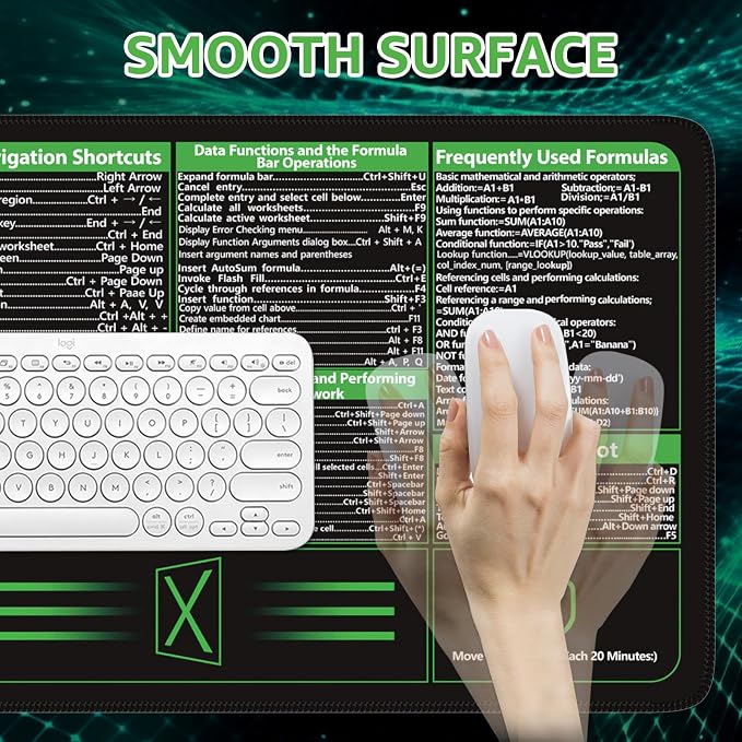 iCasso Excel Cheat Sheet Desk Pad, Excel Mouse Pad Shortcuts, Excell Short Cut - Image 8