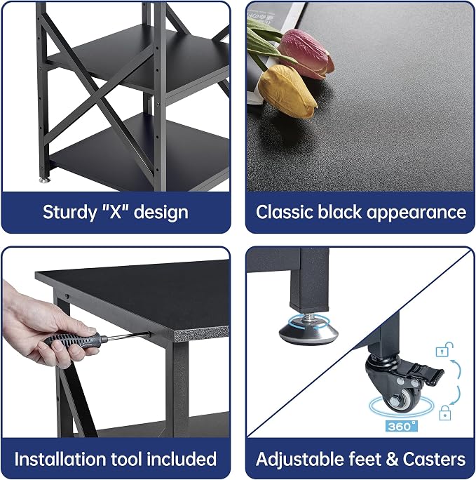 Fannova Printer Stand, 23.6 x 23.6 x 30.1 Inches Large Square Printer Table - Image 6