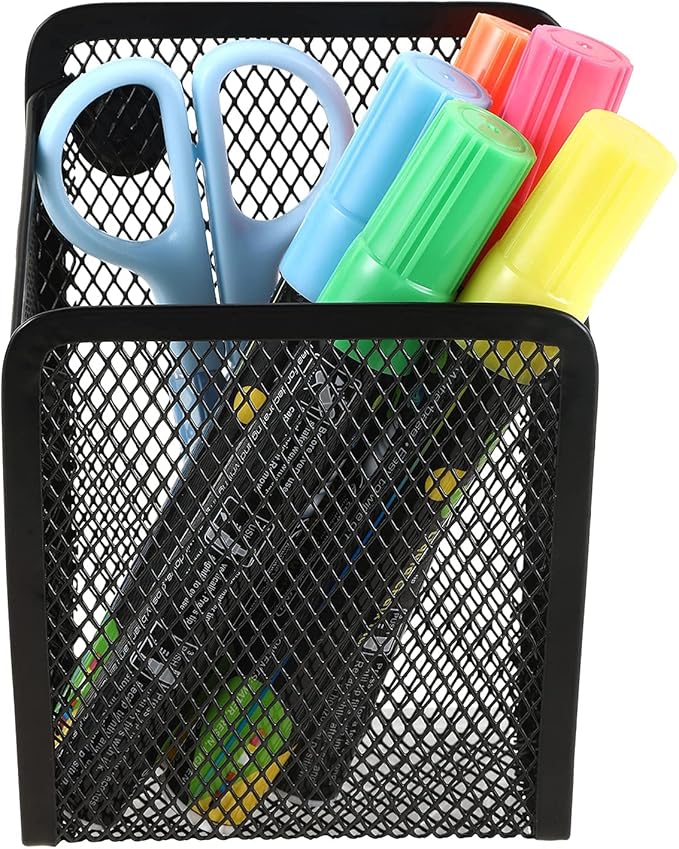 Magnetic Pencil Holder, Mesh Stainless Steel Pen Basket, Metal Writing Utensil - Image 5
