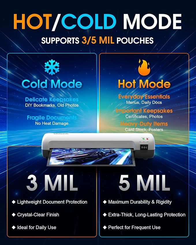 9 Inch Laminator Machine with Hot & Cold Modes, Portable Thermal Laminator A4 - Image 3