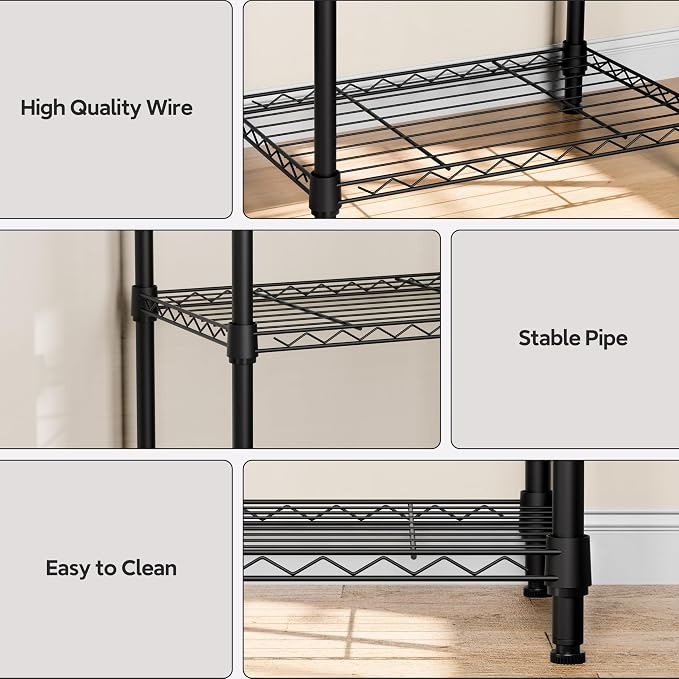 M MZG 4 Tiers Shelf Metal Storage Shelves Wire Rack Closet Organizers - Image 4
