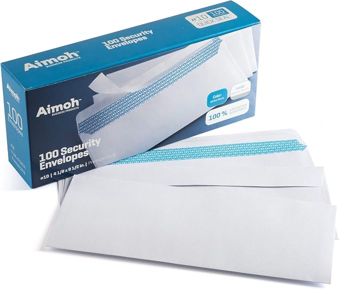Aimoh #10 Security Self Seal Envelopes – 100 Qty |No Window, 4⅛ x 9½", 24 LB - Image 7