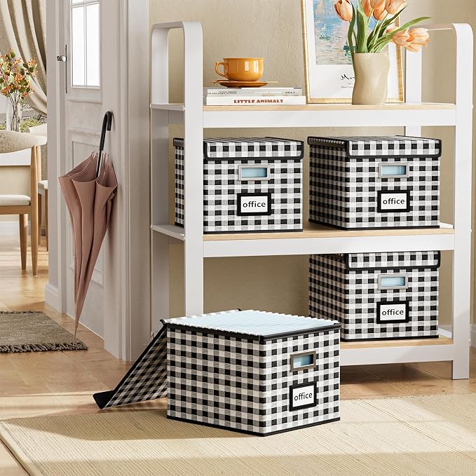 Decorative File Organizer Boxes Office Document Storage - Image 2