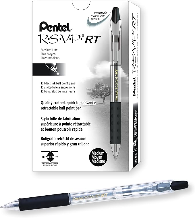 RSVP Pentel RT Retractable Ballpoint Pen, Box of 12 by PentelofAmerica
