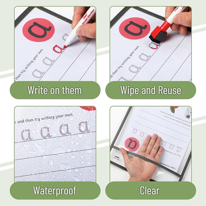 Mr. Pen- Reusable Dry Erase Pocket Sleeves, 12 Pack, Colorful | Autumn Color - Image 6