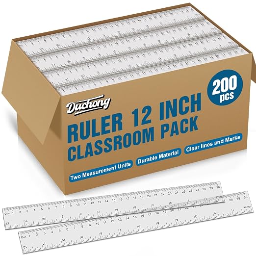 Rulers Bulk for Kids Classroom, 200 Pack 12 Inch Clear Rulers, Metric Ruler by Duchong