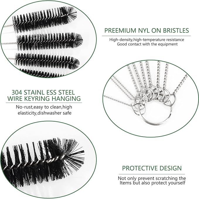 CiaraQ Bottle Cleaning Brushes, 8 Inch Nylon Tube Brush Set | Black Cleaner - Image 4