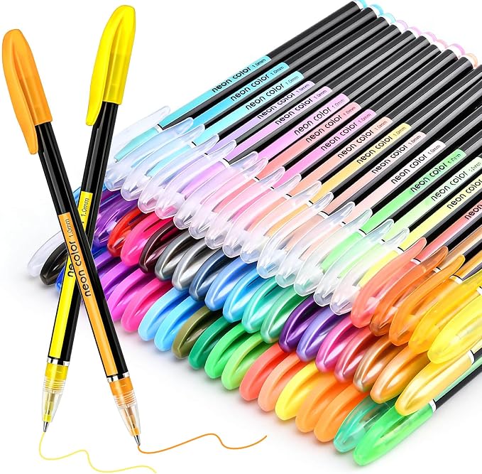 60 Colors Glitter Gel Pens, Colored Gel Pens Set by Unknown