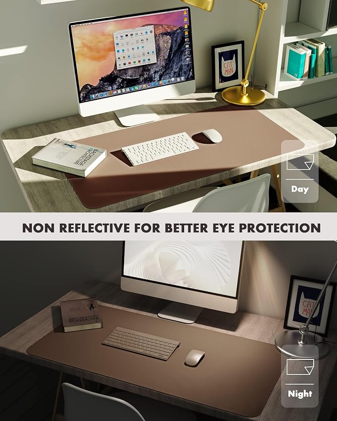 YSAGi Double-Sided Desk Pad, 31.5"x15.7"Leather Desk Mat, Eco Cork Desk Pad - Image 7