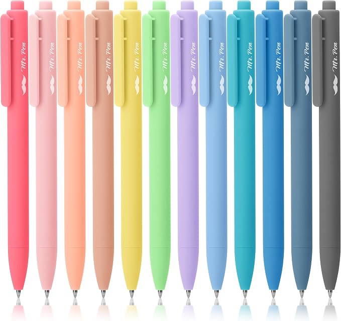 Mr. Pen- Retractable Gel Pens, 12 Pack, Pastel Barrels | Fine Point 0.7mm by MrPen