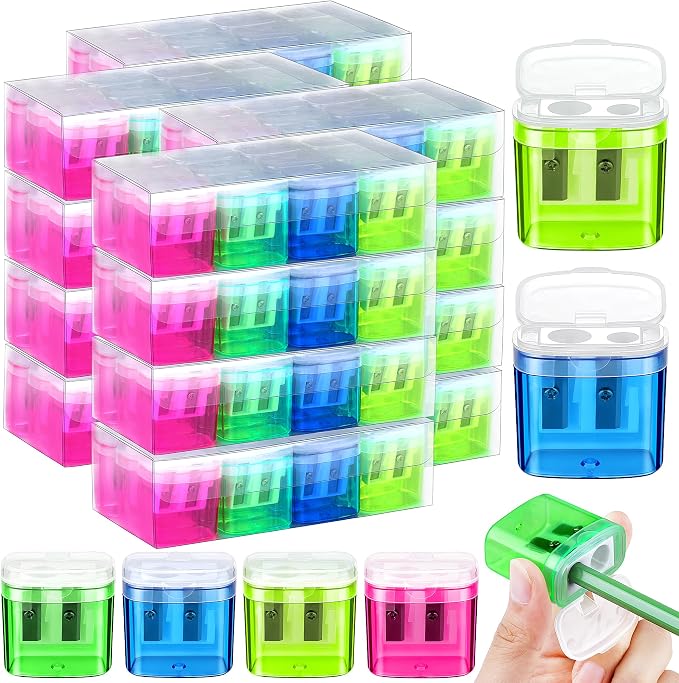 Aodaer 168 Pieces Pencil Sharpeners Manual Double Hole Pencil Sharpener by Aodaer