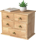 Oak Desk Organizer with Drawers, Wooden Desktop Storage Box with Metal Handles by JNFUZ