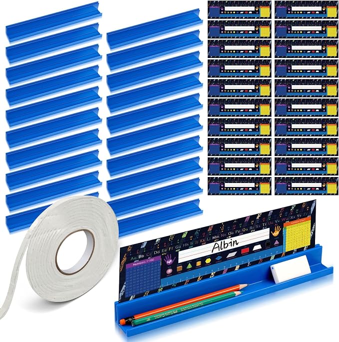 PerKoop 5 Pcs Classroom Desk Name Plates Holder Set Index Cards Storage by PerKoop