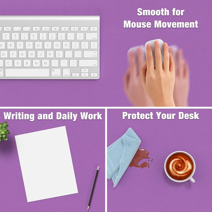 Hsurbtra Desk Pad, 35.5" x 17" PU Leather Desk Mat, XXL Extended Mouse Pad - Image 4