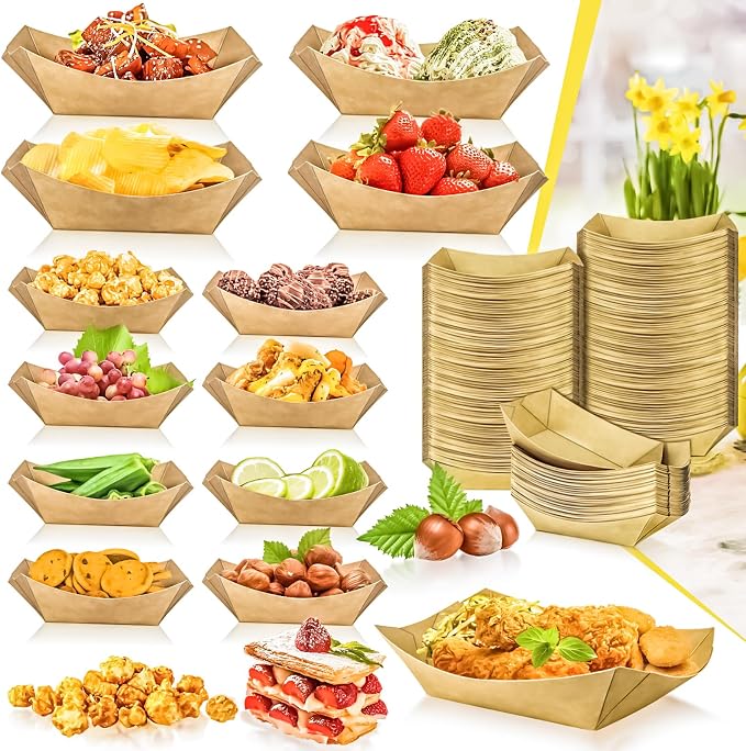 250 Pack 1Lb Paper Food Boat Trays Disposable Paper Boat Plates Containers - Image 4