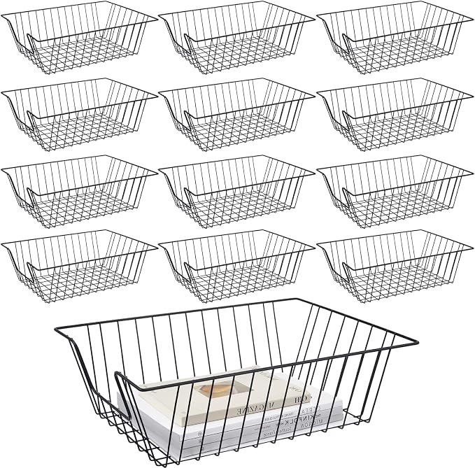 Yeaqee 12 Pcs Letter Tray Wire Paper Trays Black Stackable File Desk Organizer by Yeaqee