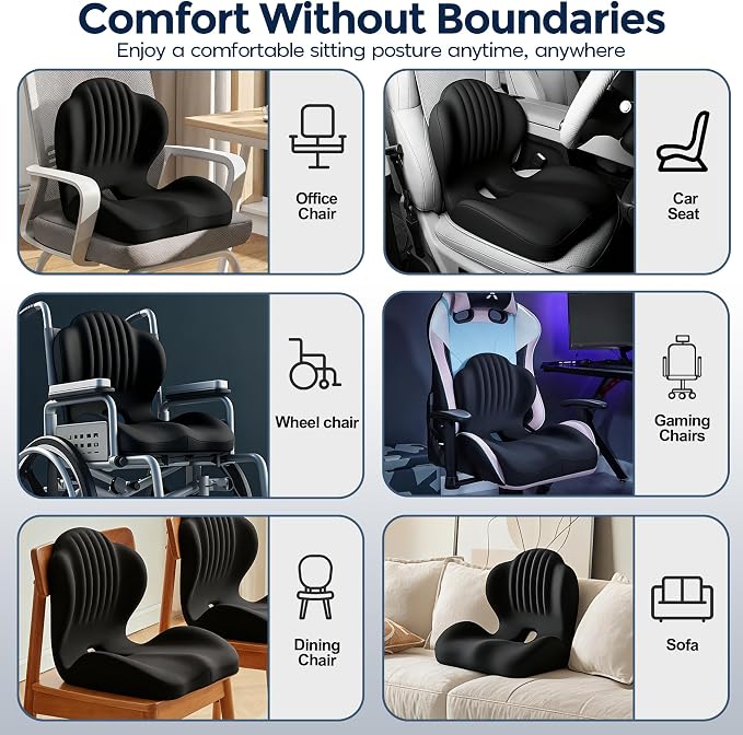Seat Cushion for Office Chair and Car, L-Shaped Ergonomic Seat Cushions - Image 8