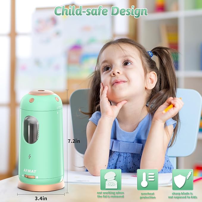 AFMAT Electric Pencil Sharpener, Auto in & Out, Fully Automatic Pencil Sharpener - Image 7