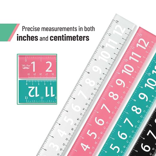 Mr. Pen- Plastic Rulers with Large Numbers, 4 Pack, 12 Inch | Easy-to-Read - Image 3