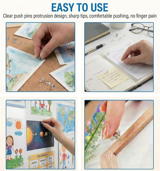 200 Pack Clear Push Pins and Thumb Tacks Combo - Image 5