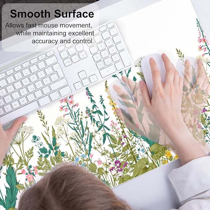 QIYI Large Mouse Pad, Floral Desk Mat - Image 5