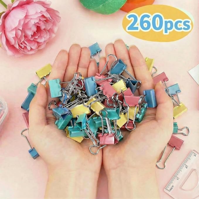 260Pcs Mini Binder Clips Assorted Colored, 0.59 in/15mm Small Binder Paper - Image 3