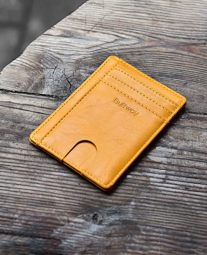Buffway Slim Minimalist Front Pocket RFID Blocking Leather Wallets - Image 4