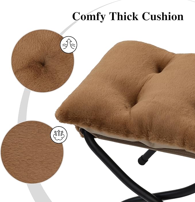 15" Folding Ottoman, Foldable Footrest Stool, Small Foot Stool - Image 6