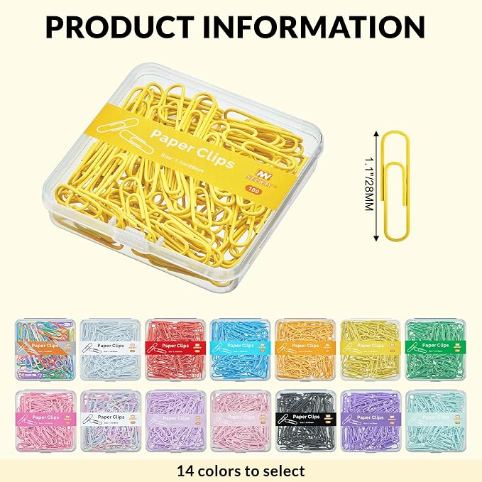 NEEWAY Small Paper Clips, 1.1 Inch Vinly Coated Colored Paperclips, 3 Pack of - Image 2