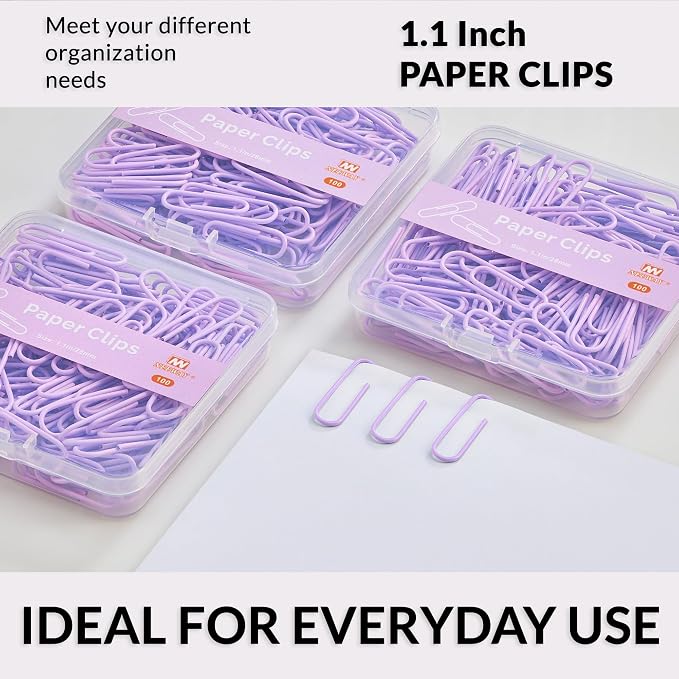 NEEWAY Small Paper Clips, 1.1 Inch Vinly Coated Colored Paperclips, 3 Pack of - Image 6