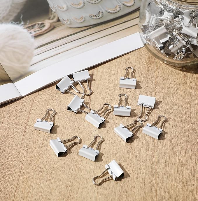 Jetec 300 Pack 0.6in/15mm White Metal Binder Clips Bulk Small Reusable Fold - Image 8