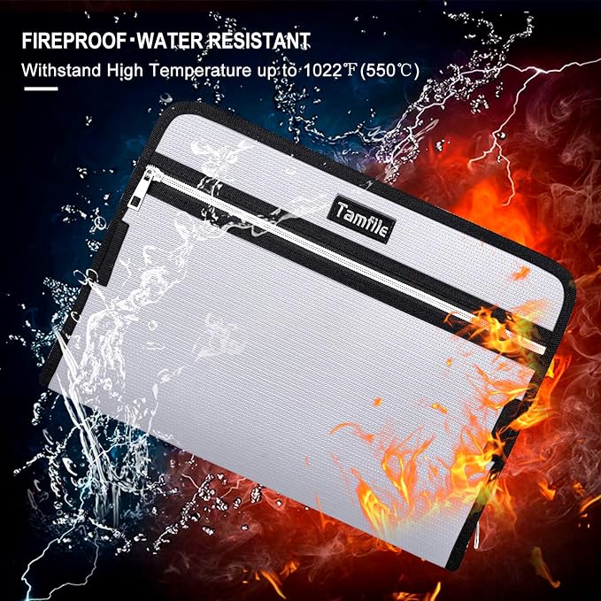 Fireproof Safe Waterproof Accordion File Bag Folder Expanding Filing Folder - Image 2