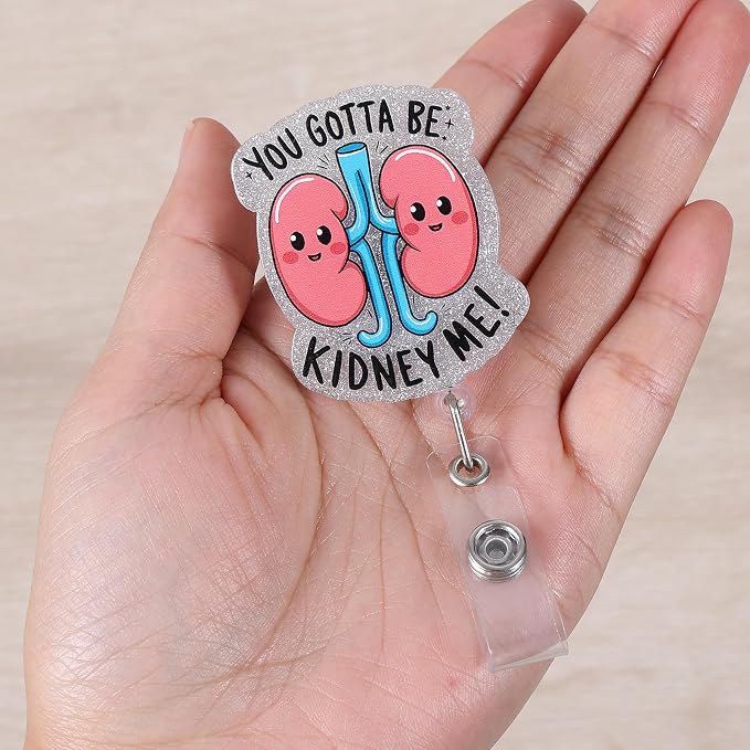You Gotta Be Kidney Me Funny Badge Reel, Cute Retractable ID Card Badge Holder - Image 2