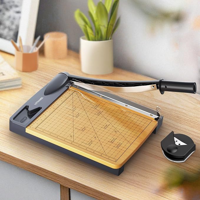 12'' Wood Guillotine Paper Cutter, Heavy Duty Wood Base Paper Trimmer - Image 5